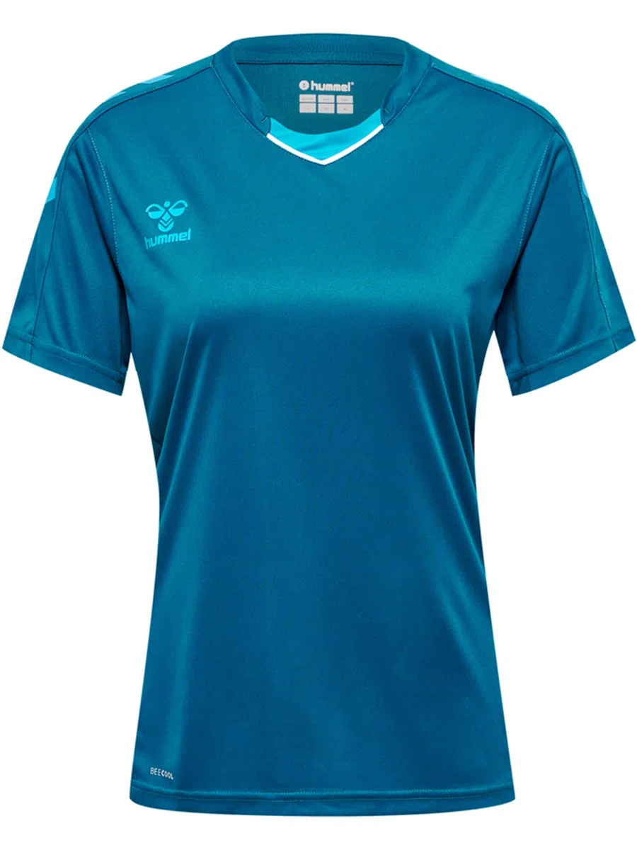 hummel hmlCORE XK Poly Jersey S/S Woman - T-Shirt da Donna, Blue Coral, XS -