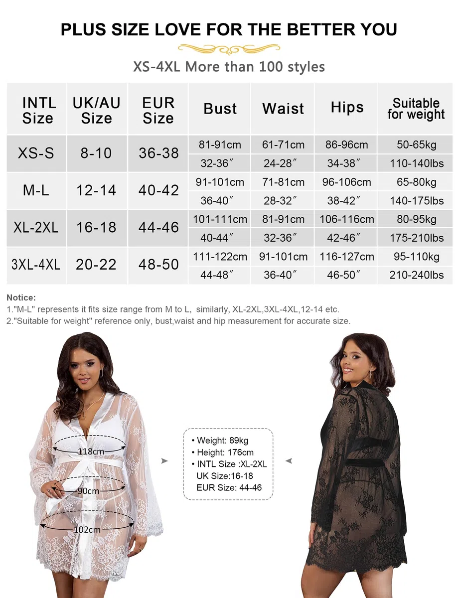 ohmydear Vestaglia Sexydonna Hot Pigiama Donna Sexy in Pizzo Camicia da Notte Trasparente Vestaglia Curvy con G-String e Cintura Accappatoio Abito da Notte Vestaglia Sposa