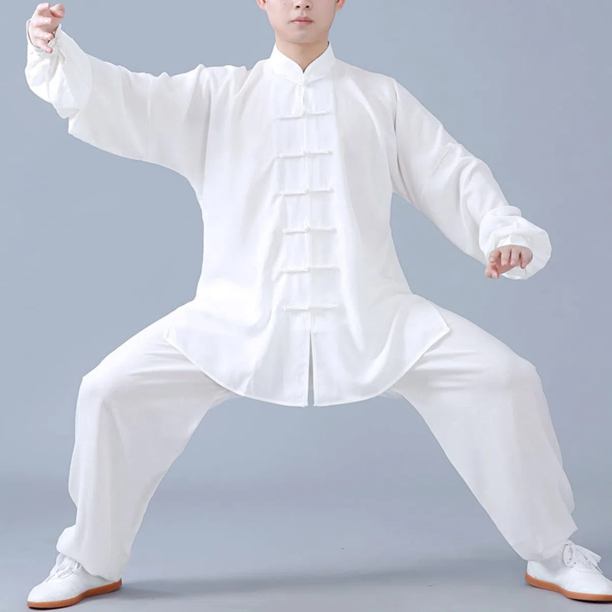 Donna Uomo Taiji Outfit Maniche Lunghe Fibbia a Disco Tradizione Cinese Kung Fu Suit Cotone e Lino Tai Chi Uniform Casual Traspirante Arti Marziali Mattina Esercizio Abbigliamento