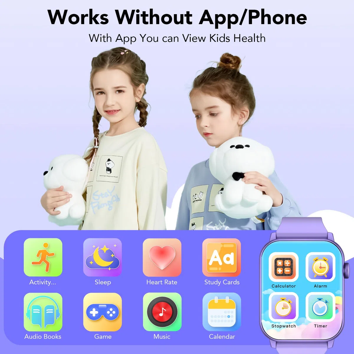 Smartwatch per Bambini 3-12 con Fitness Tracker, Orologio Smartwatch Bambini con Contapassi, Giochi, Frequenza Cardiaca,Monitor del Sonno,IP68 Impermeabile