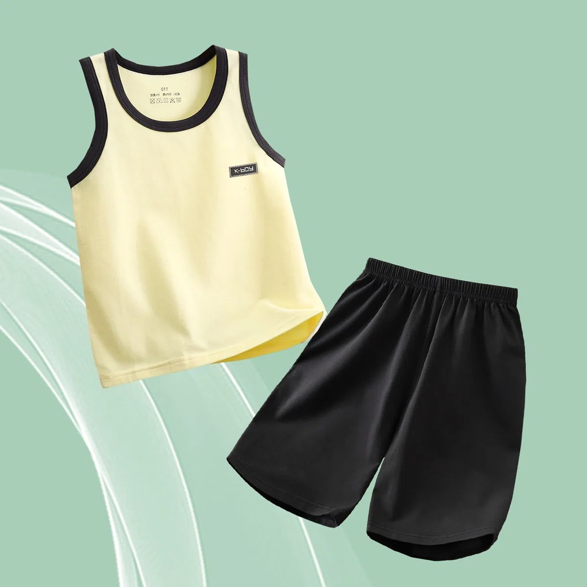 Completo estivo casual sportivo da ragazzo, con pantaloncini, maglietta e pantaloncini, due pezzi, 3-12 anni #34
