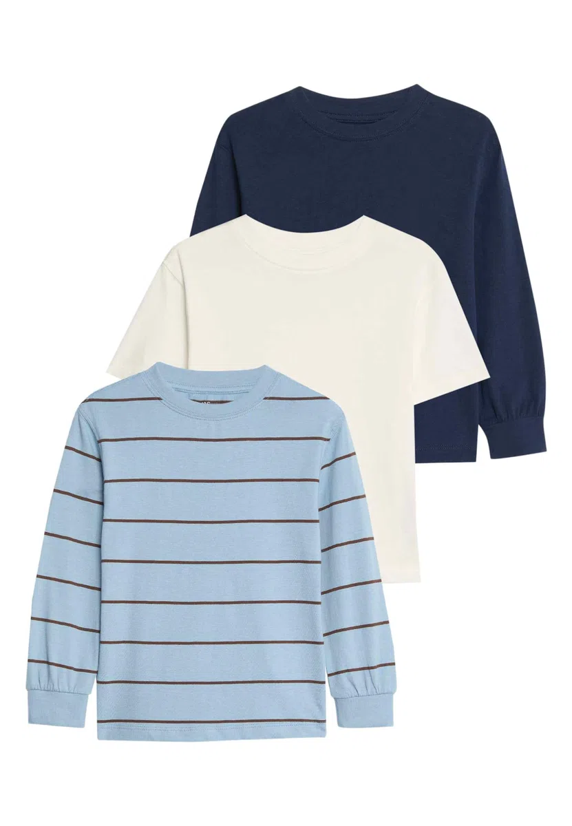Marks & Spencer Bambini Puro Cotone Top 3-Pack – Unisex per Bambini e Ragazze – vestibilità Regolare