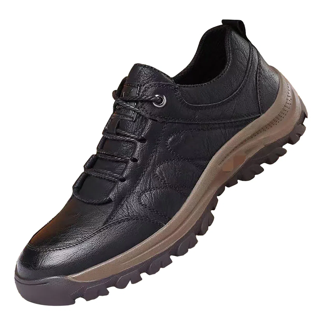 Scarpe in Pelle Cucite A Mano, Sneaker da Trekking da Uomo con Supporto Plantare Anti-Fatica Antiscivolo E Antiurto, Comode Scarpes da Ginnastica Ortopediche in Pelle da Uomo, Sneaker con Lacci