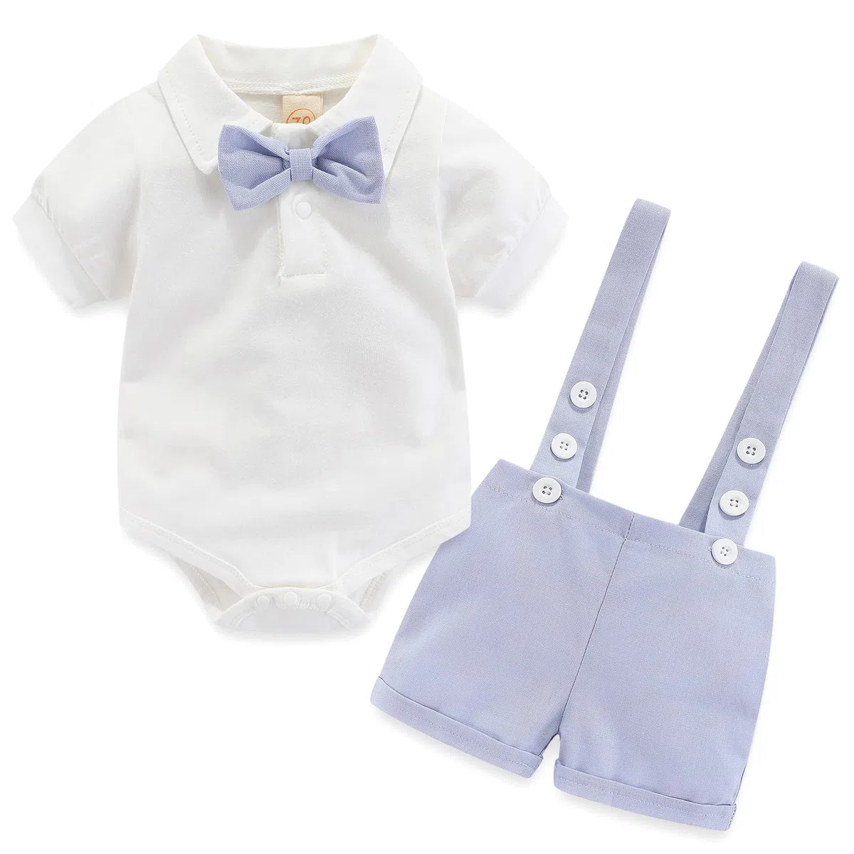 Gajaous Completi da Gentiluomo per Neonato, Pagliaccetto con Papillon a Manica Corta per Bambini + Pantaloncini con Bretelle