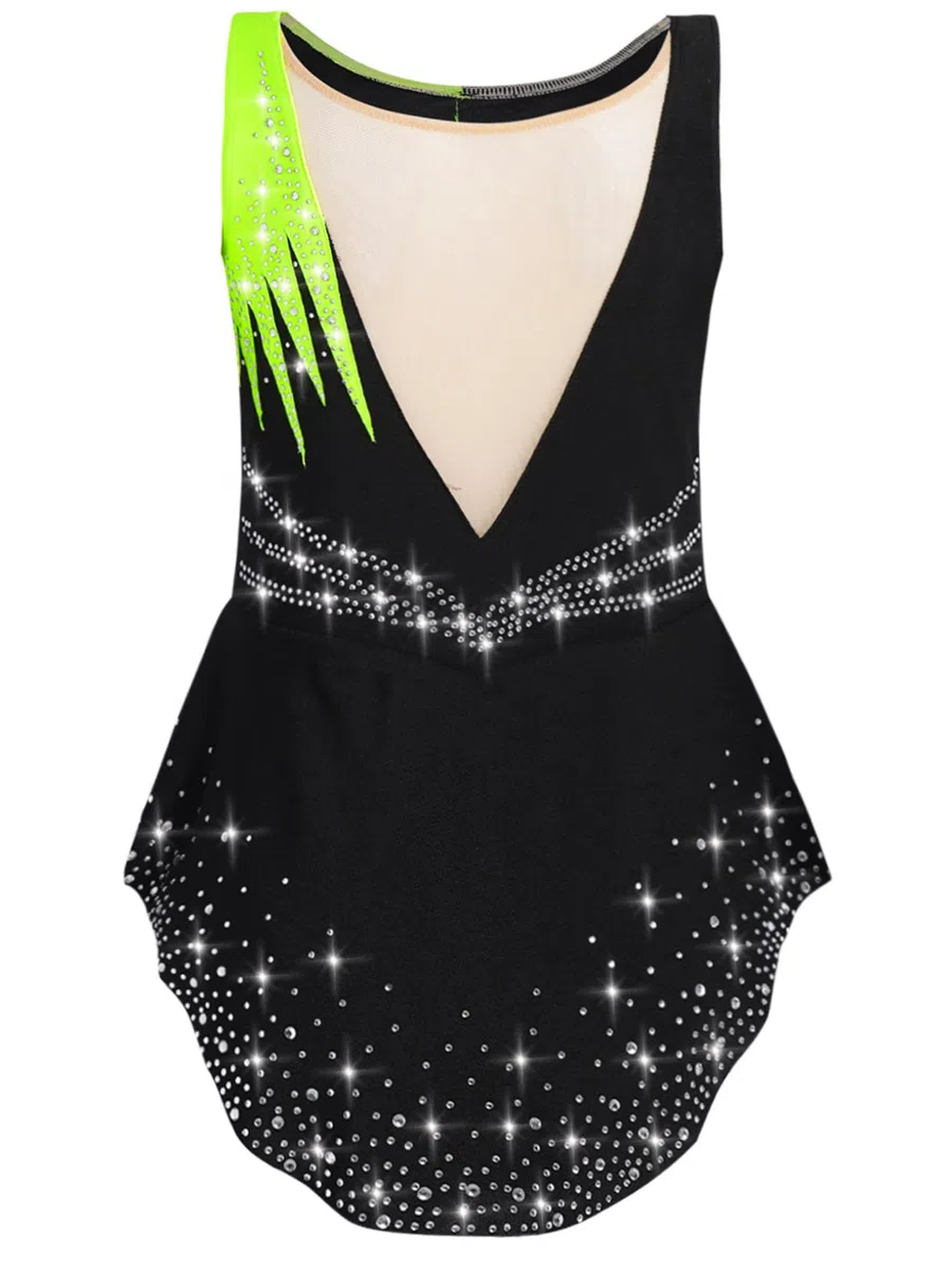 Freebily Body Ginnastica Ritmica Bambina Balletto Leotards Strass Body Danza Classica Ballerina Vestito da Pattinaggio Artistico Senza Maniche Bodysuit da Spettacolo