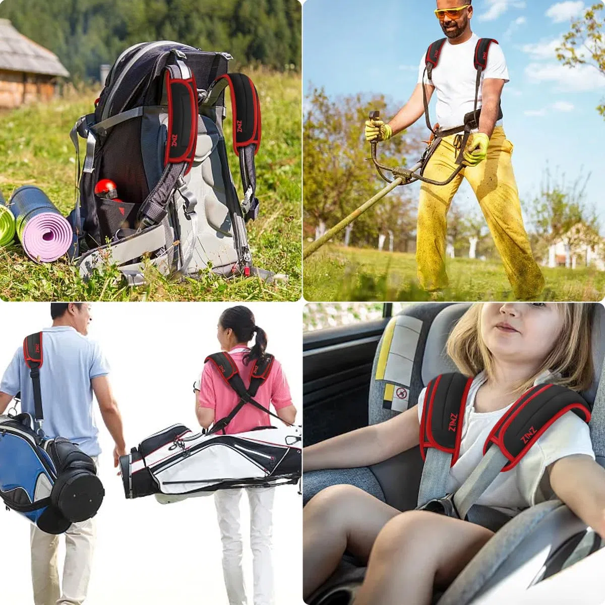 ZINZ Spallacci Universali in Confezione da 2 con Cuscino Ultra Spesso per Borsa da Viaggio, Borsa a Tracolla, Più Lunga, Antiscivolo e Traspirante
