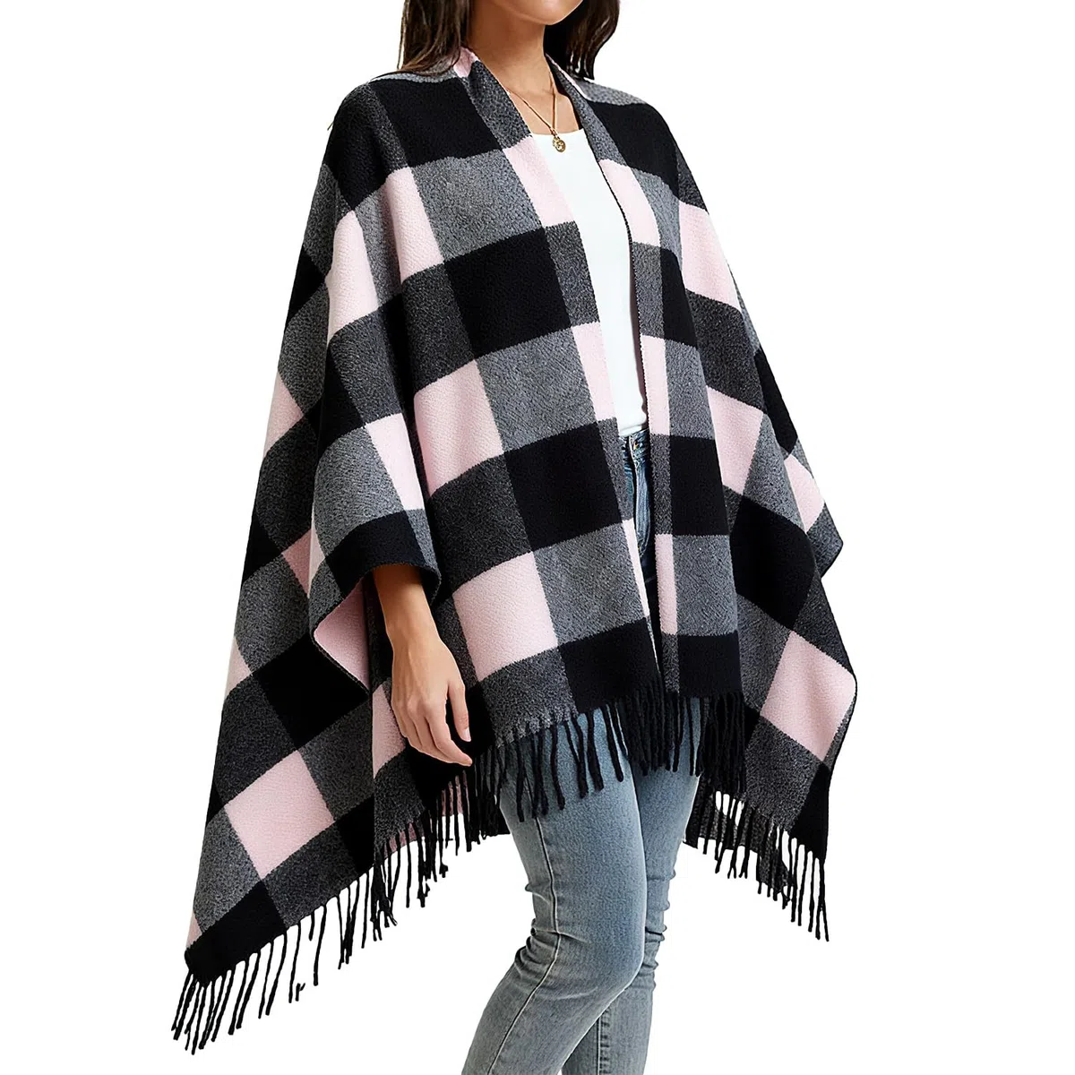 Rayson Poncho Donna Invernale Elegante Sciarpa Alla Moda in Tartan con Motivo a Quadri Scialli e Pashmine Invernali Spessi Caldi e Morbidi