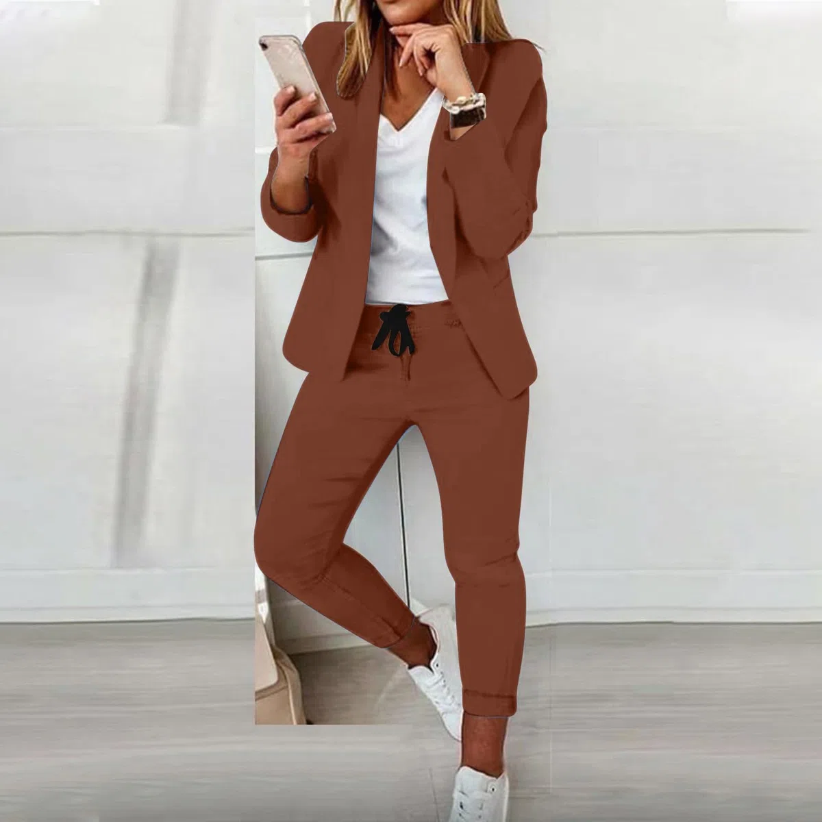 Tailleur Donna Curvy 2 Pezzi Elegante Completo da Donna Maniche Lunghe Ufficio Blazer Leggeri Completi di Pantaloni e Blazer da Cerimonia con Completo Pantalone/Gonna