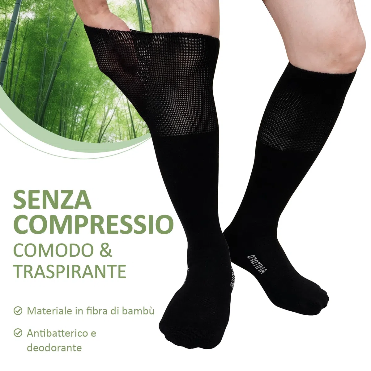 LOFIR Calze Ginocchio Diabetici per Uomo: Calzini Extra Lunghi Senza Cuciture in Bambù Calzini Sanitari con Suola Imbottita per Caviglie e Piedi Gonfi 2 Paia Taglia 39-42
