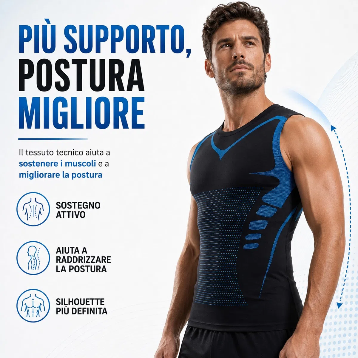 Massefit Canotta Compressiva Modellante da Uomo, Maglia Intima Aderente Slim Fit, Canotta sotto Camicia Traspirante e Confortevole per Uso Quotidiano