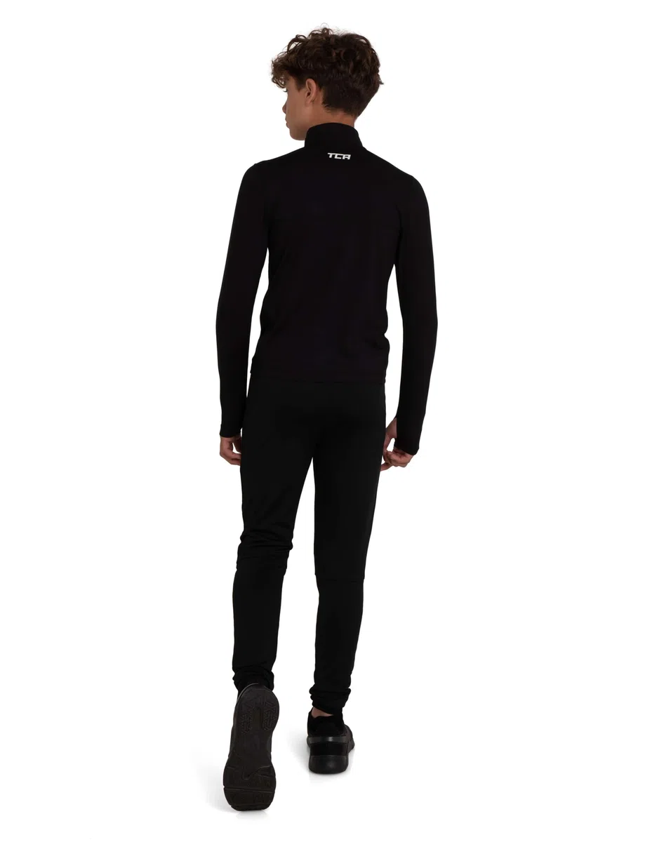 TCA Maglia Termica Bambino Fusion PRO - Maglia da Corsa con Maniche Lunghe e Zip - Tecnologia Quickdry