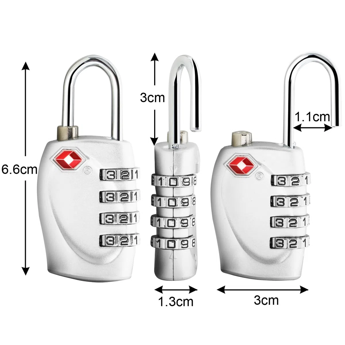 TRIXES 4 x Lucchetto di Combinazione per Valigie e Bagagli di Viaggio Dalla TSA
