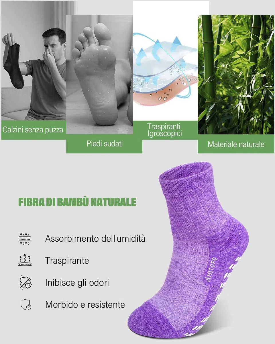 Calze Senza Elastico Donna: Calzini Diabetici Antiscivolo in Bambù Traspirante Extra Larghi Senza Cucitura per Persone con Gonfiore Alle Gambe