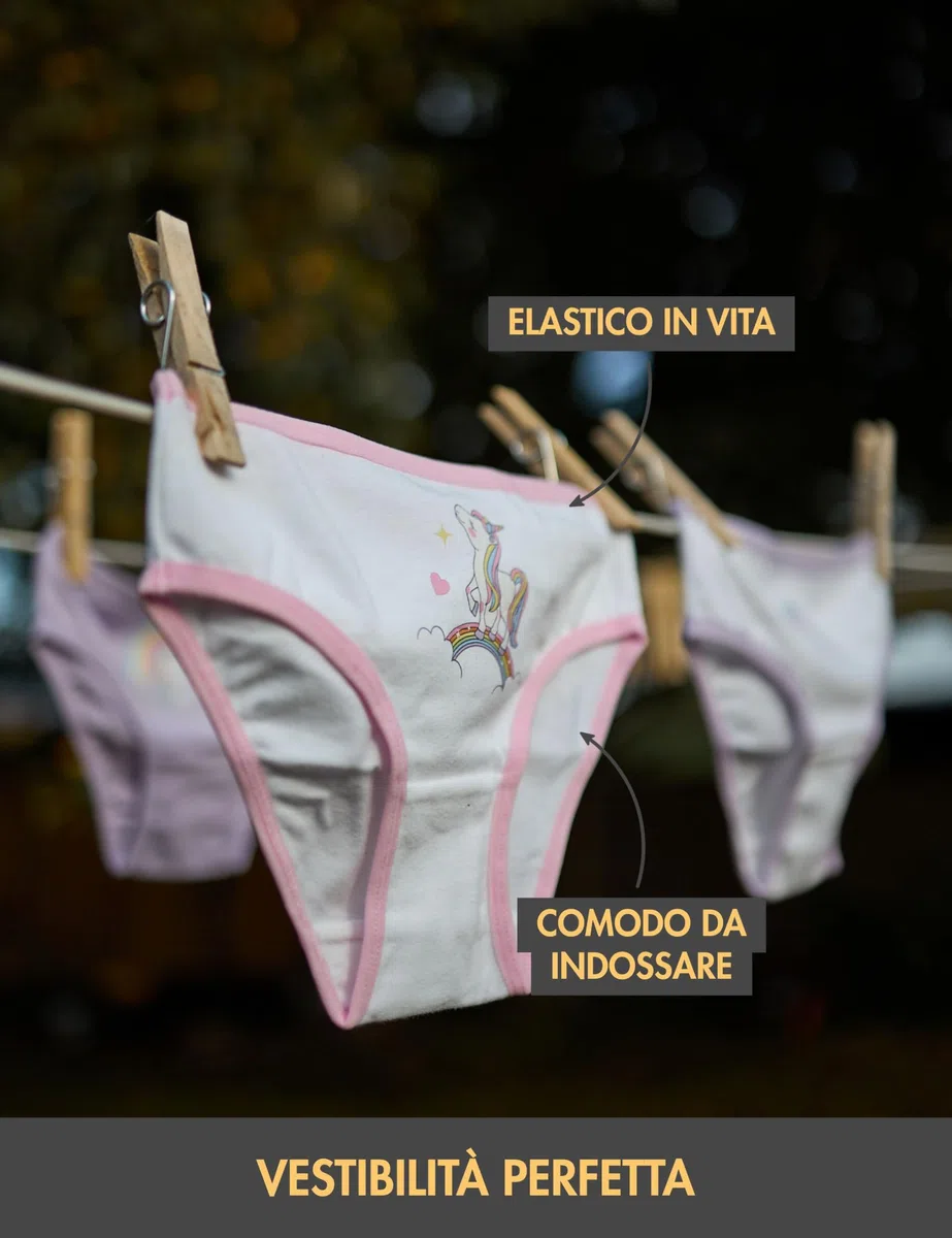 Basic Treasure Confezione da 9 mutande da bambina, in cotone Oeko-TEX, per bambini, biancheria intima per bambine