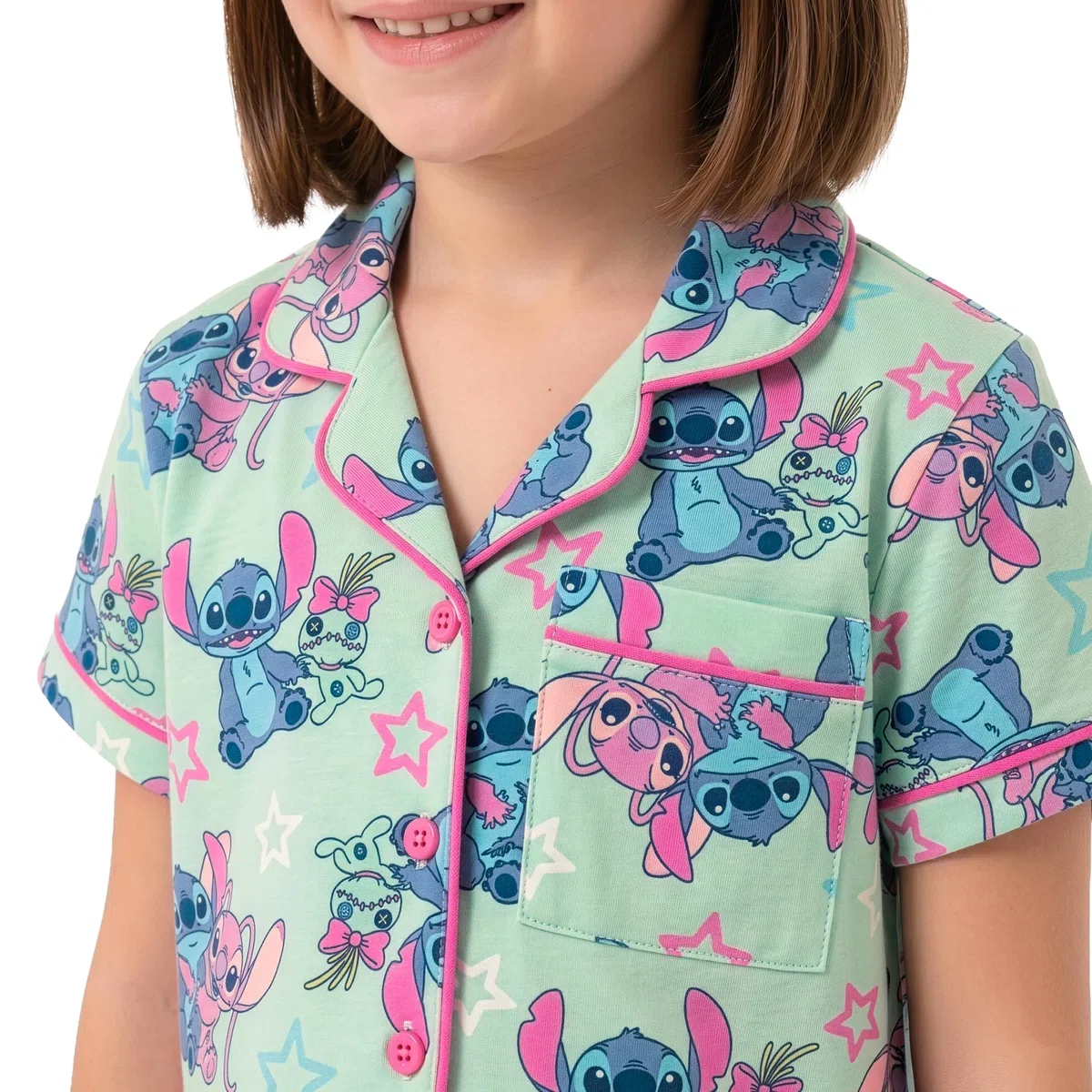 Disney Lilo & Stitch Pigiama Bambina, Pigiama Ragazza Estivo con Angel e Stitch