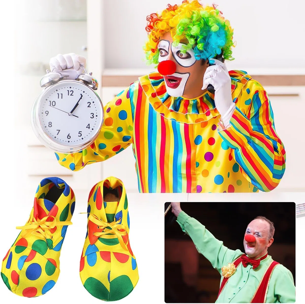 Scarpe da clown Carnevale costume da gioco costume scarpe da clown colorate adatte la performance di danza da festa di Halloween Natale Carnevale vestire gioco di ruolo teatrale