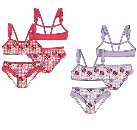 Disney Costume Minnie per Mare e Piscina, Costume da Bagno Due Pezzi Top e Mutandina per Bambina e Ragazza. (IT, età, 4 Anni, YE18088 Viola)