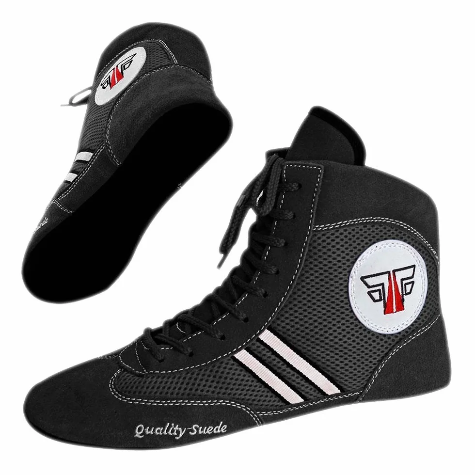 Fox-Fight, scarpe da sambo, ring o wrestling, in pelle scamosciata, colori nero-blu-rosso