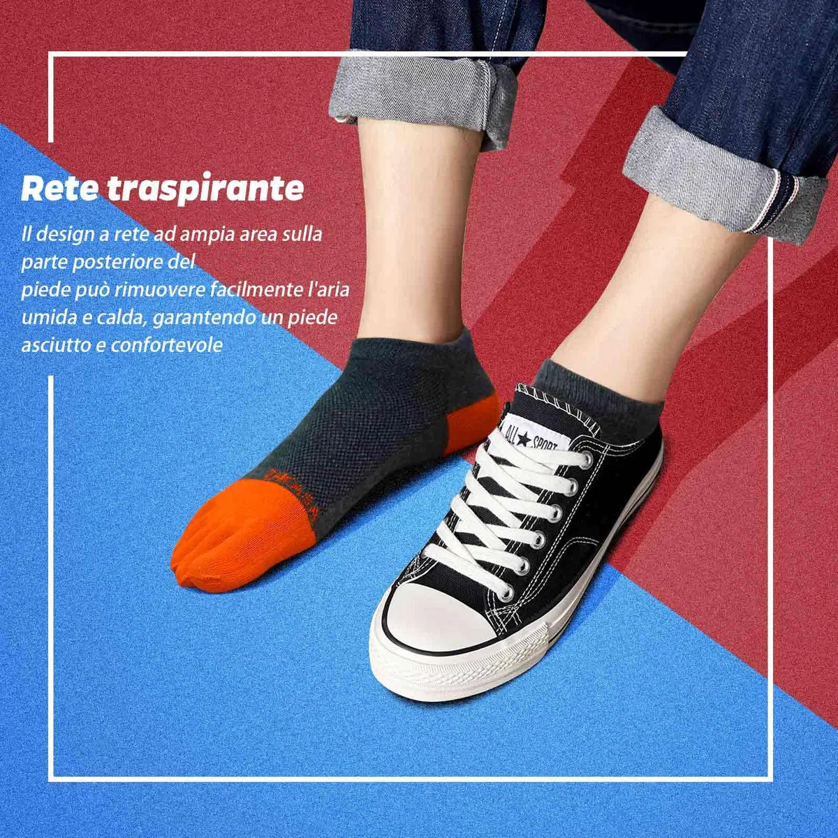 PUTUO Calzini con Dita da Sportivi per Uomo: Calze Sportive Corti Con Dita Separate Uomo Cotone Calze Running Sport Calzini Caviglia Atletici Traspirante 5 Paia