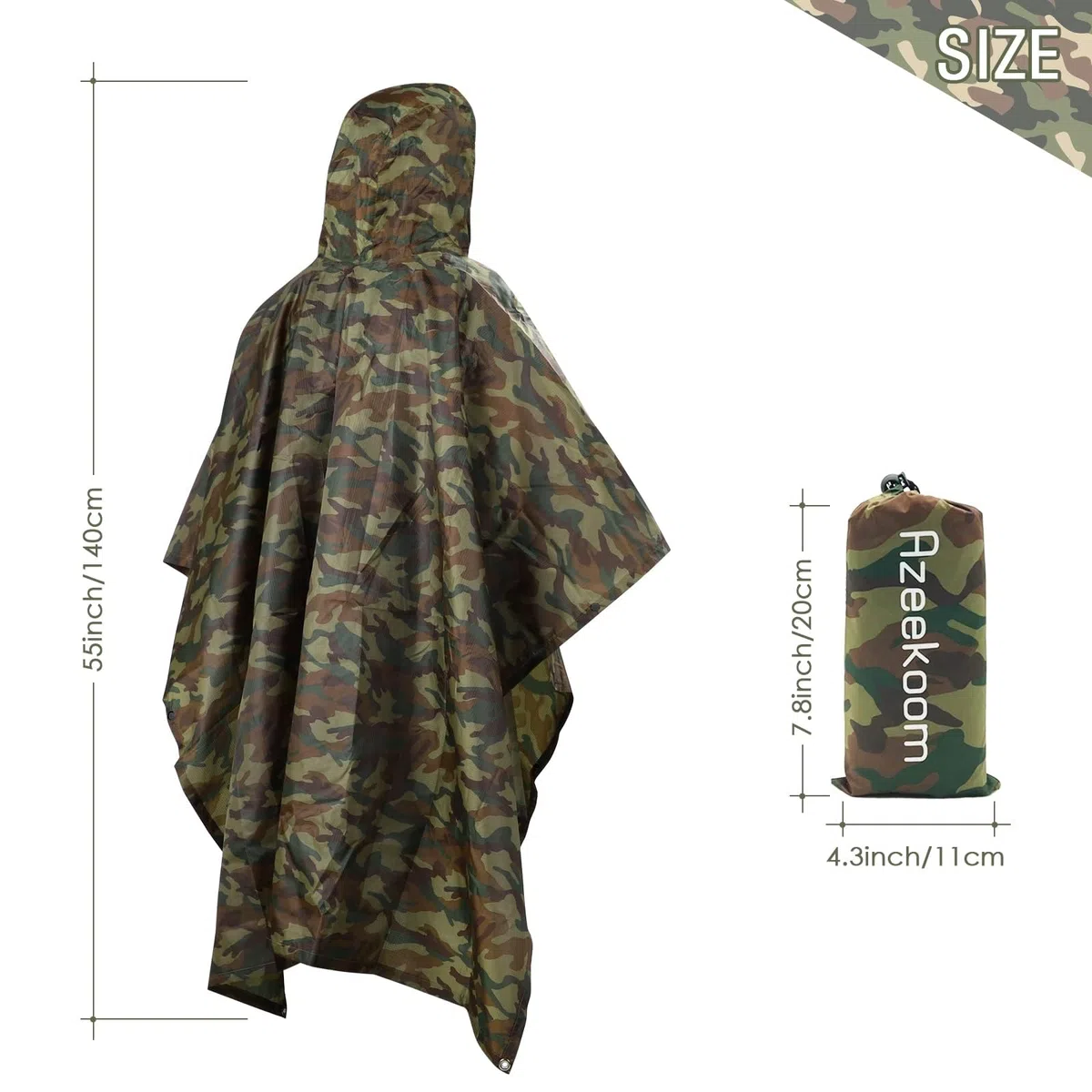 Poncho Impermeabile,Cappotto di Pioggia Poncho Leggero Multifunzionale con Cappuccio per Uomo Donna per Pesca, Campeggio, Escursioni