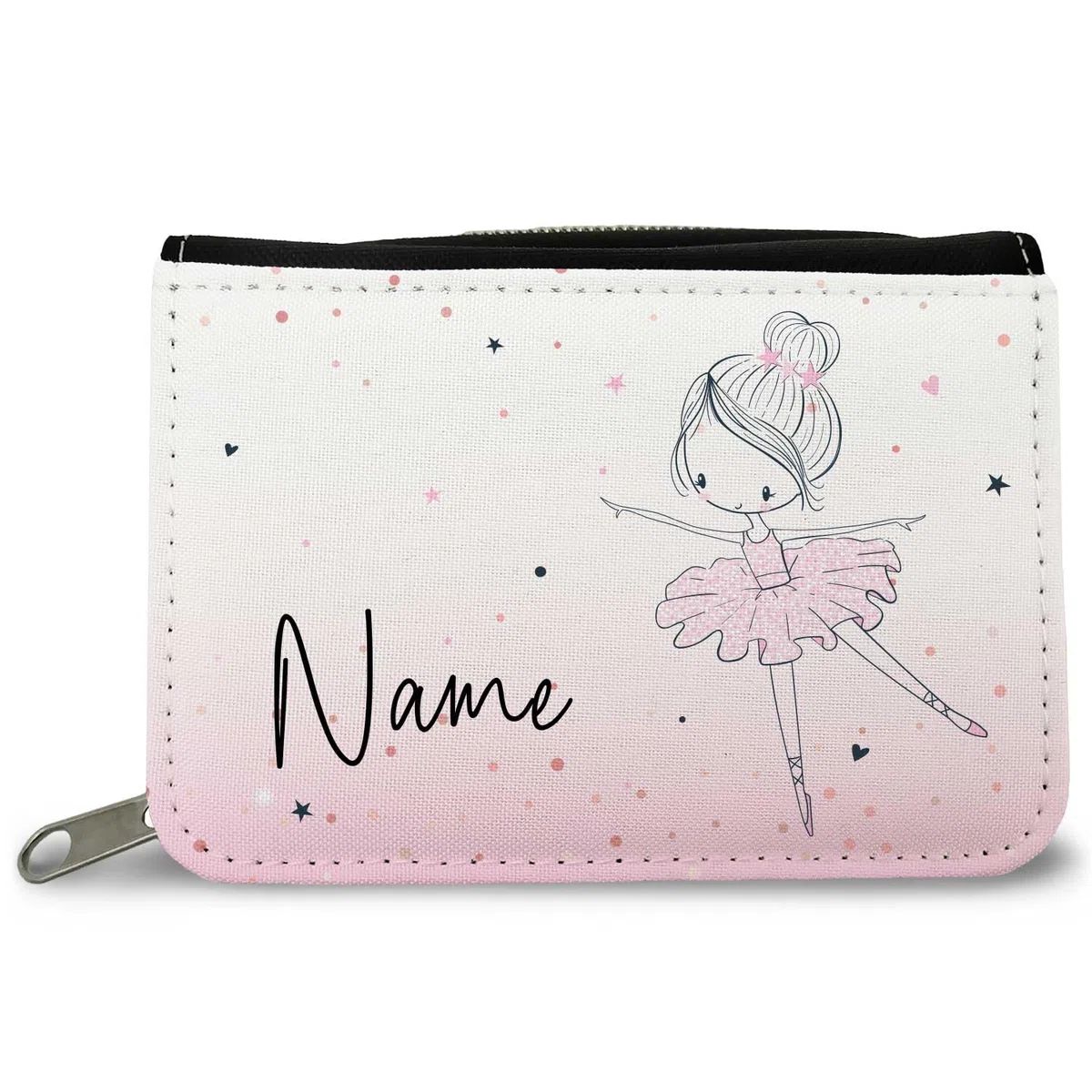 GRAVURZEILE Portafoglio stampato – Ballerina Design – Personalizzato con nome – Regalo per bambini e adolescenti per soldi tascabili – per ragazzi e ragazze, studenti per il compleanno della scuola