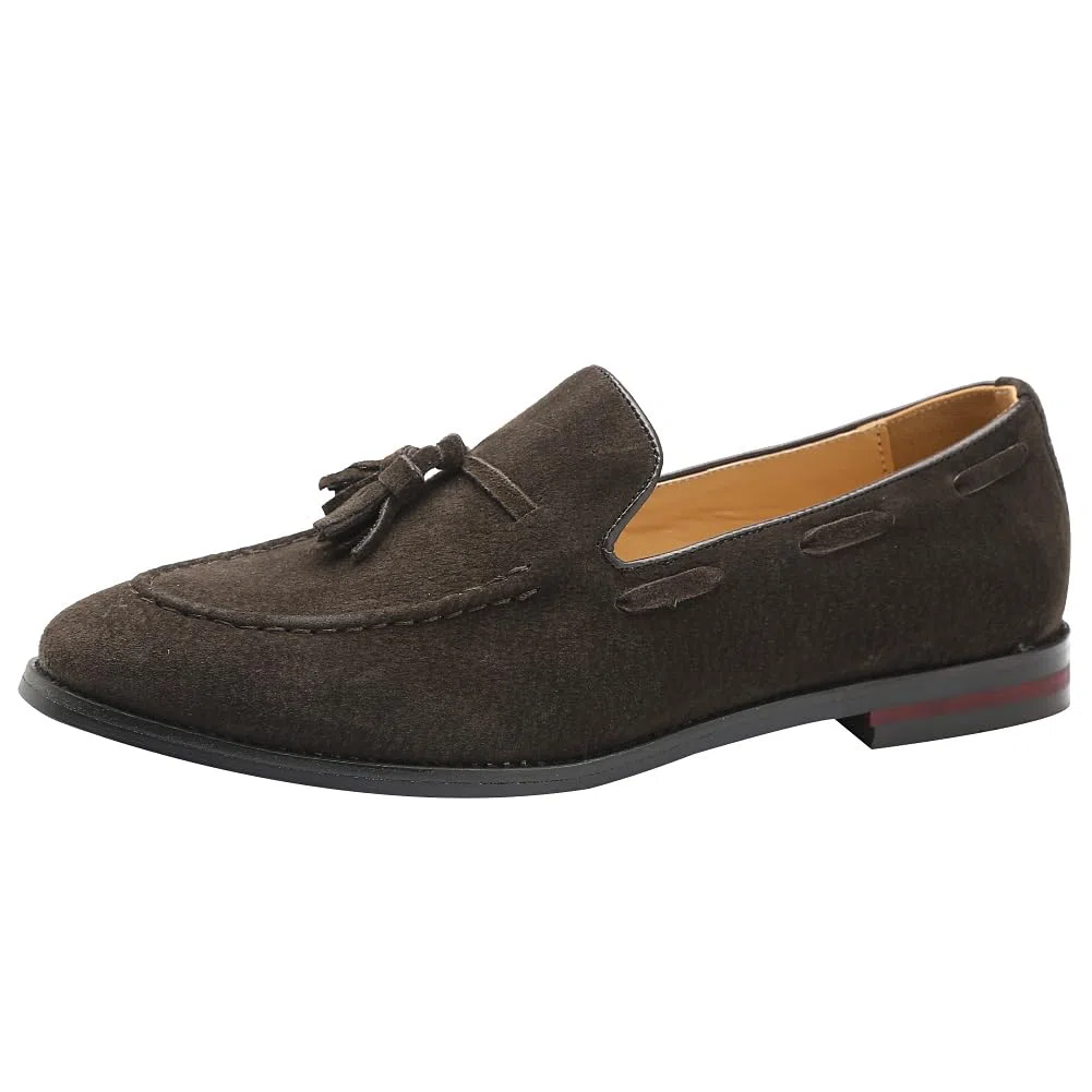 rismart Uomo Fatto a Mano Nappe Mocassini Scamosciato Scivolare su Formale Loafers Scarpe