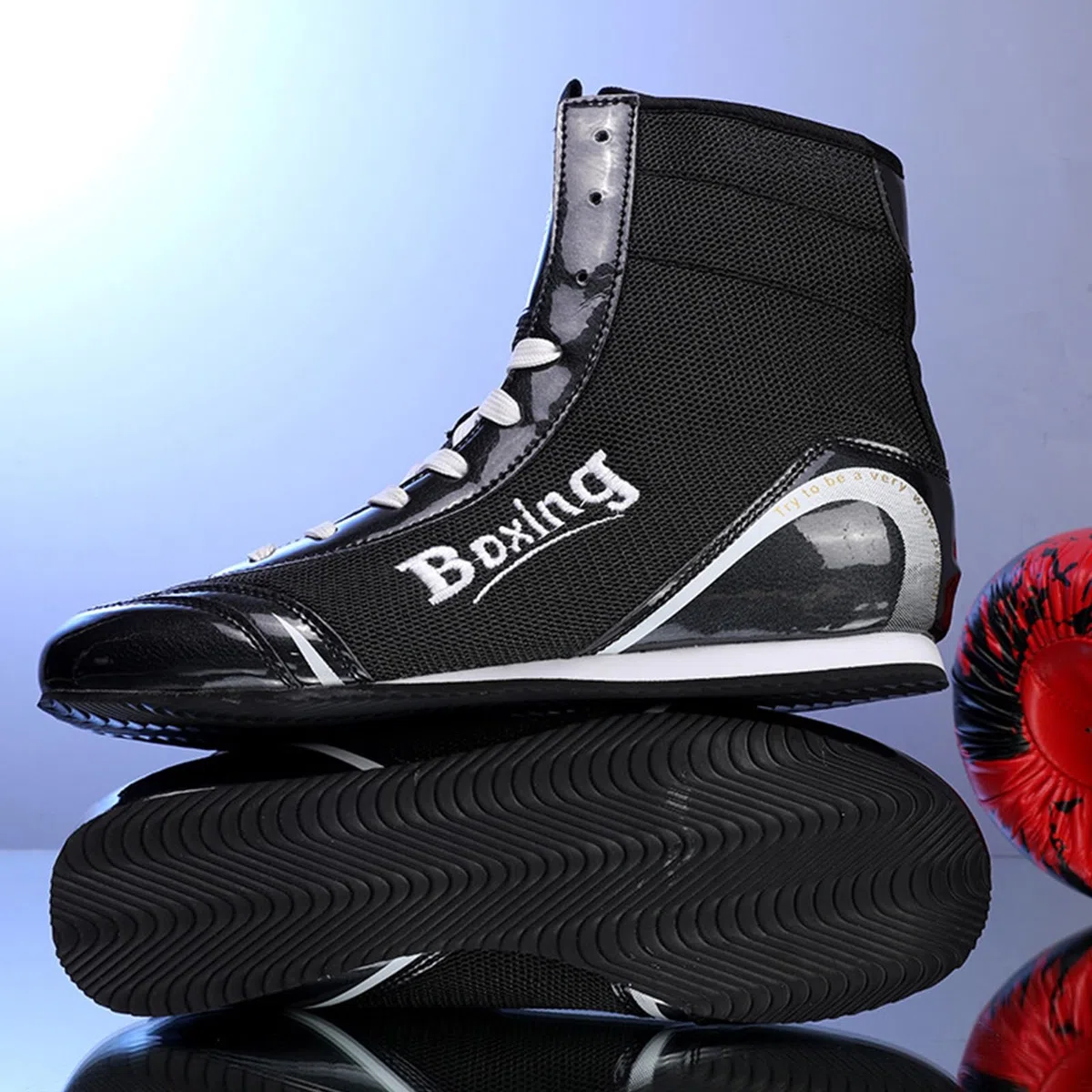 Scarpe Boxe Uomo, Pugilato Scarpe da Wrestling Professionali per Sollevamento Pesi, Bodybuilding Palestra e Stivali da Allenamento Sportivo