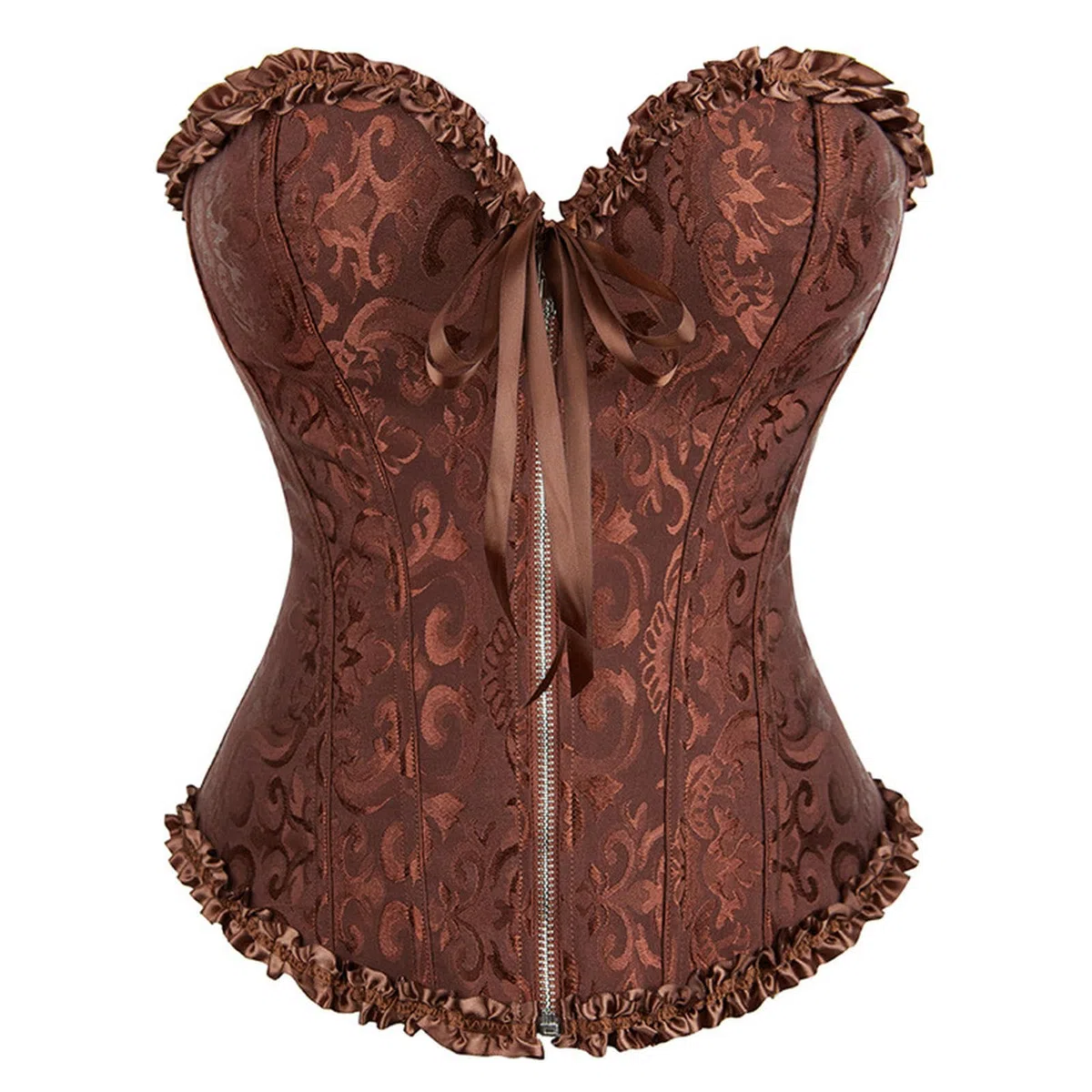 Corsetto palazzo con cerniera in pizzo Corsetto da sposa modellante-Rosso-XS