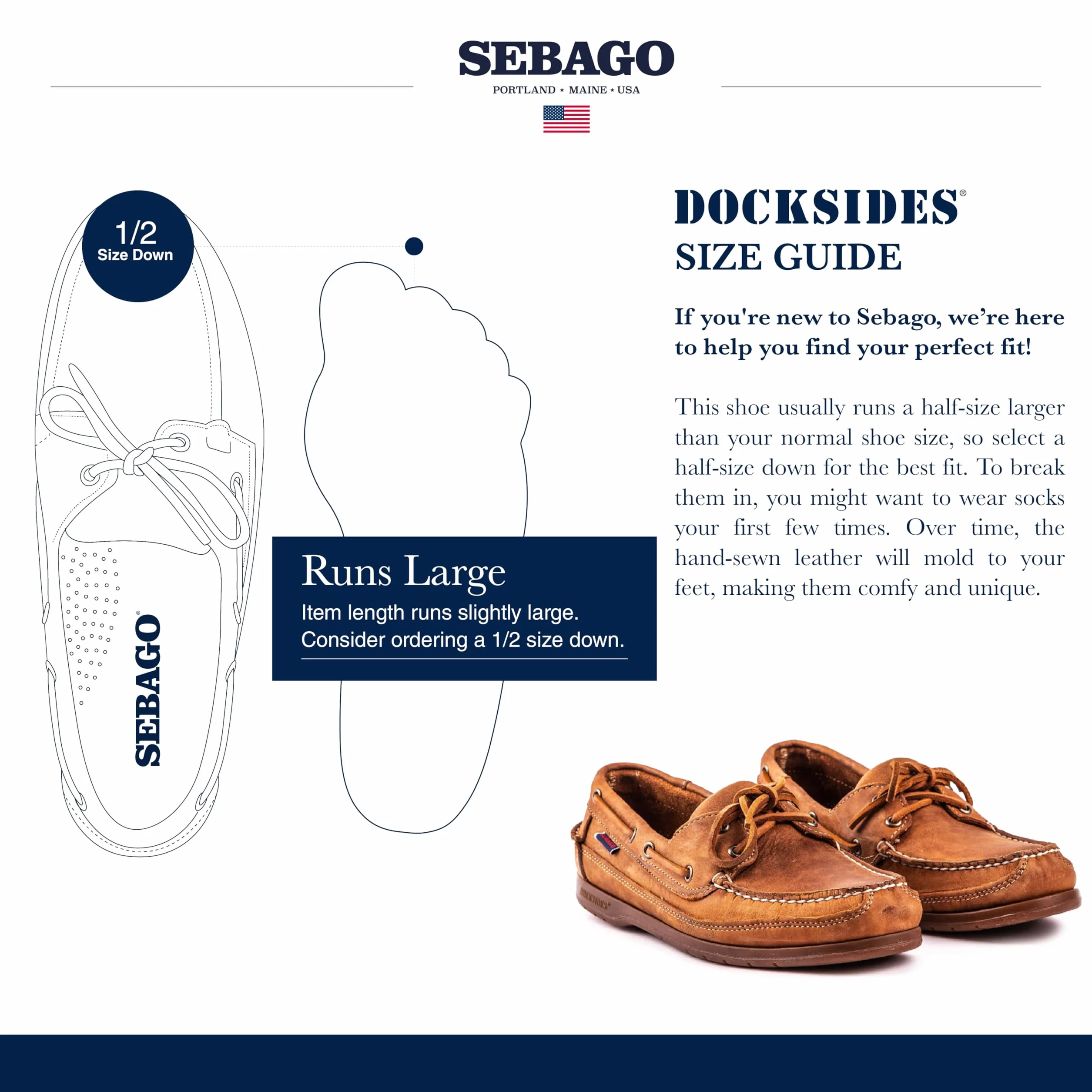 Sebago Scarpette da Barca da Uomo Schooner Crazy Horse Marrone