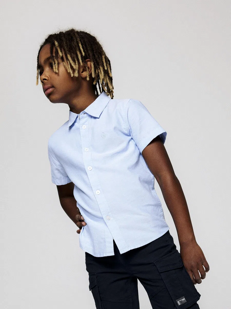 Name It Nkmnewsa SS Shirt Noos Camicia, Campanula, 116 cm Bambini e Ragazzi
