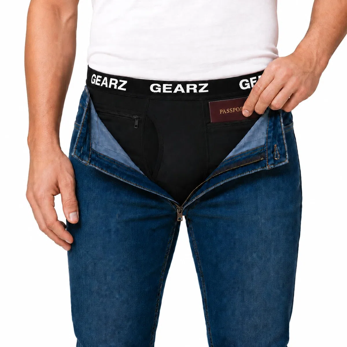 GEARZ - Boxer antifurto Uomo Viaggio, Boxer Tasca Zip Nascosta Sicurezza, Intimo Segreto con Tasche nascoste, Cotone Elasticizzato Nero