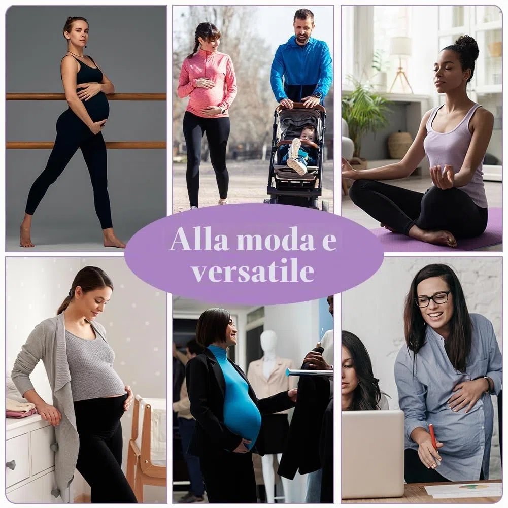 Aomig Leggings Premaman Donna, Pantaloni Gravidanza Elasticizzato e Comodo in Felpato, Leggins Premaman Donna a Vita Alta, Vita Regolabile, Basic Pantaloni per Gravidanza
