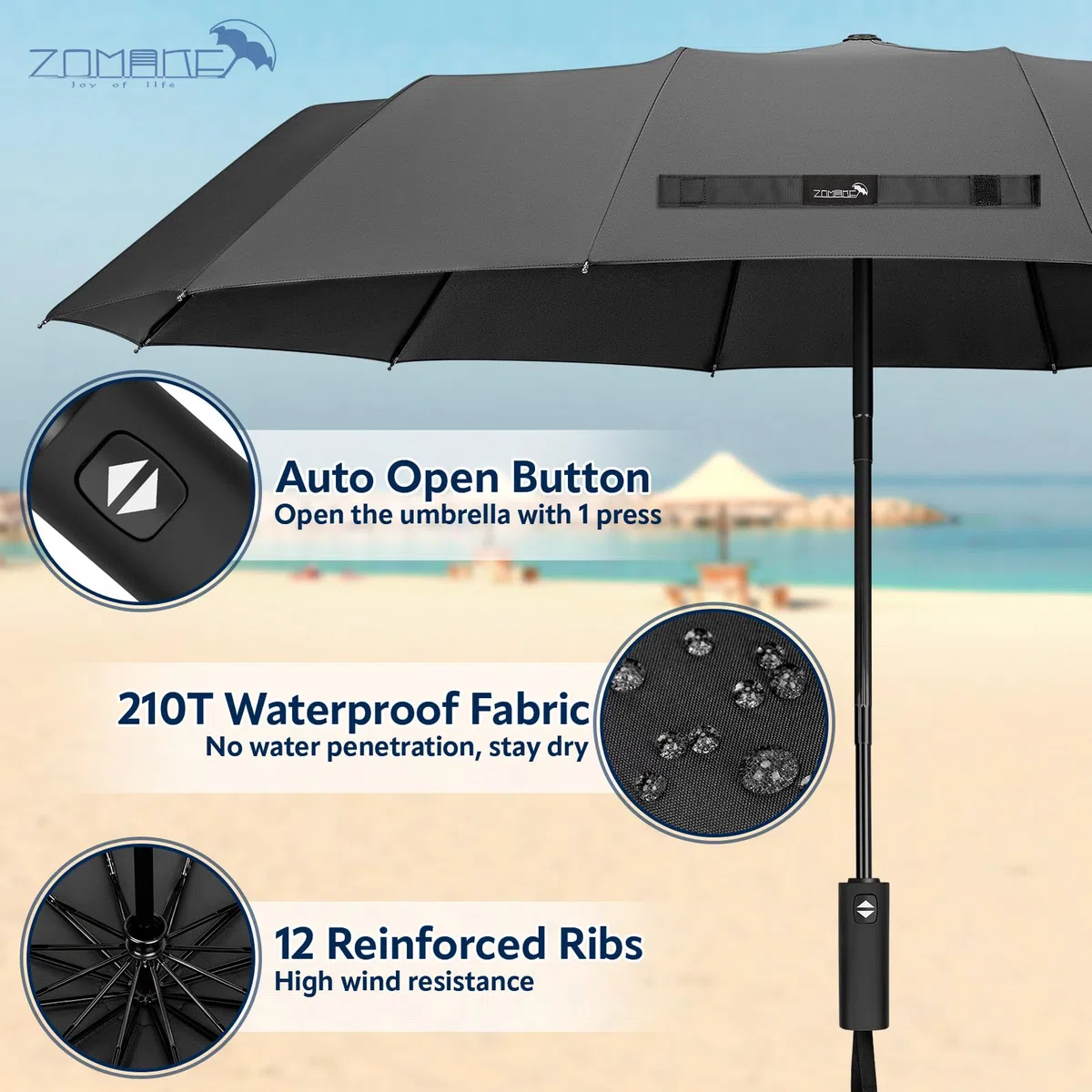 ZOMAKE Ombrellone per Sedia con Morsetto Clip, Parasole per Sdraio Mare, Ombrello per Sedia da Spiaggia