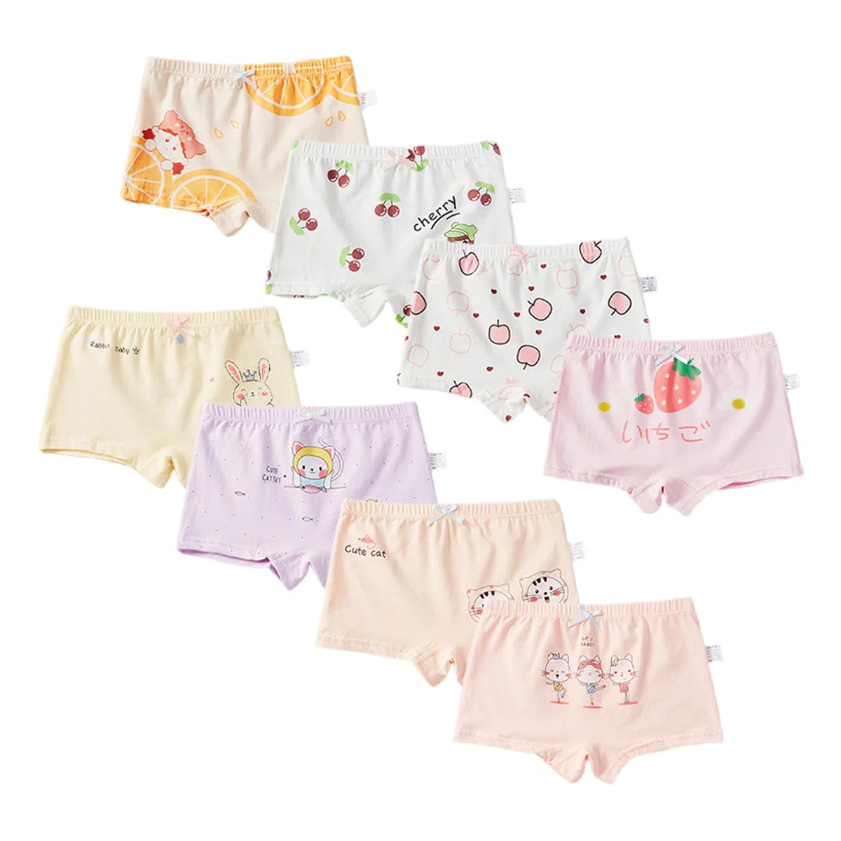Bambine 2-12 Anni Biancheria Intima Morbidi Mutandine Bambina per Bambini Mutande di Cotone Mutandine Assortiti 8 Pezzi