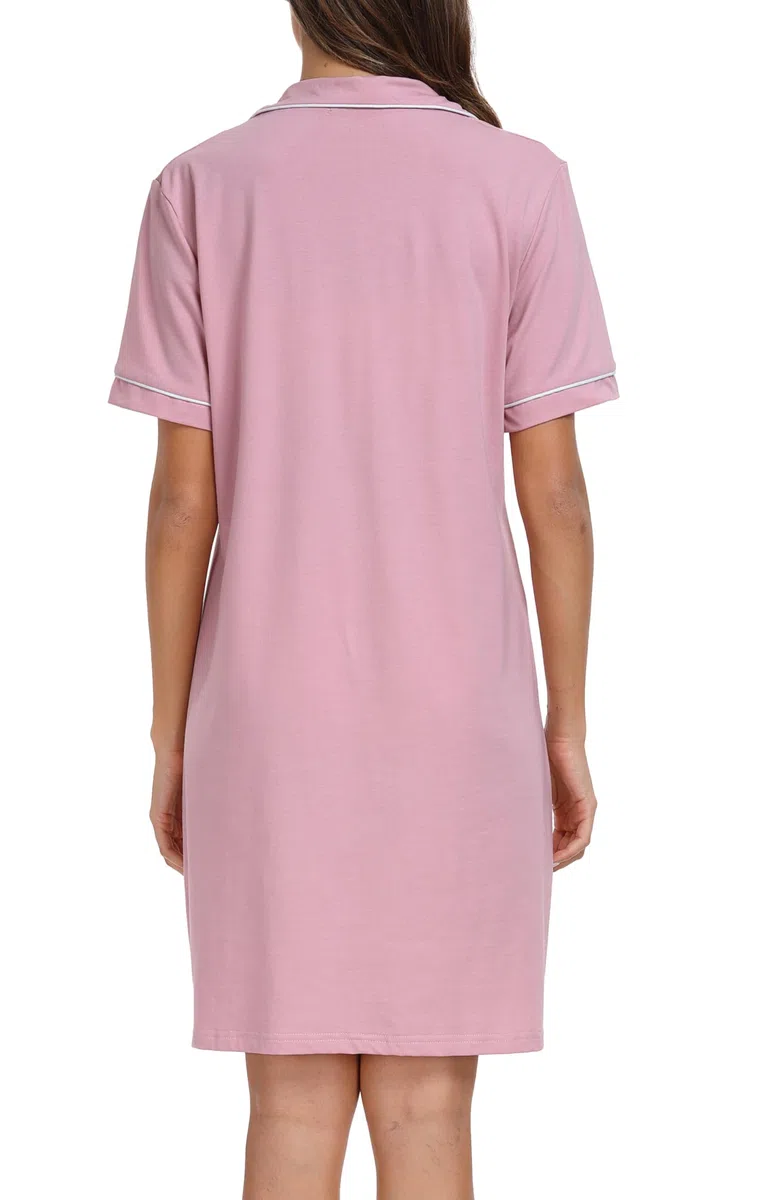 Wikoan Camicie da Notte Donna in Cotone, Camicia da Notte Allattamento Scollo a V Camicie Corta Bottoni Davanti Camicie da Notte Donna