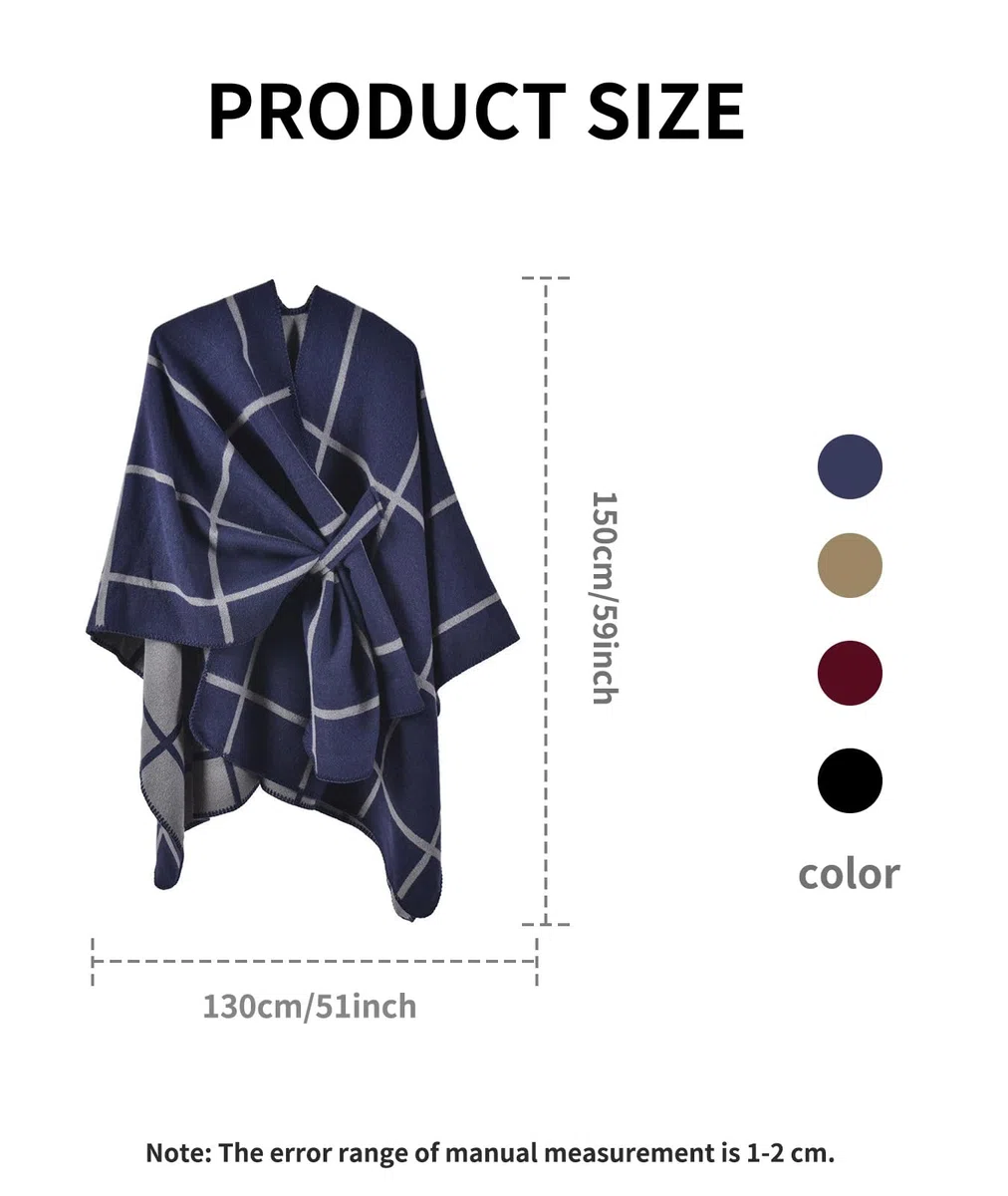 Poncho Donna Invernal Termica Grande Scialle Caldo Sciarpa Elegante in Maglia Cardigan Maglione Cappotto