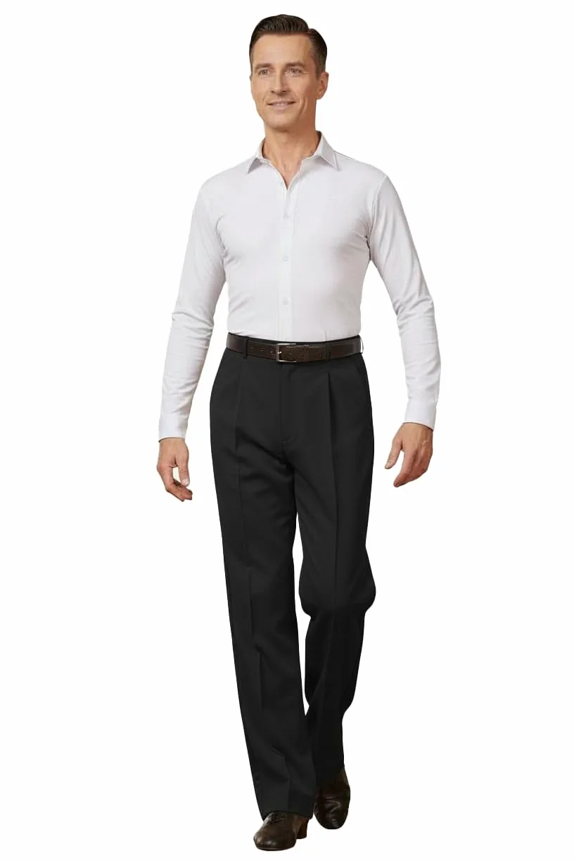 Pantalone Uomo per Danza Standard e Ballo da Sala con Pieghe Davanti e Tasche a Filetto