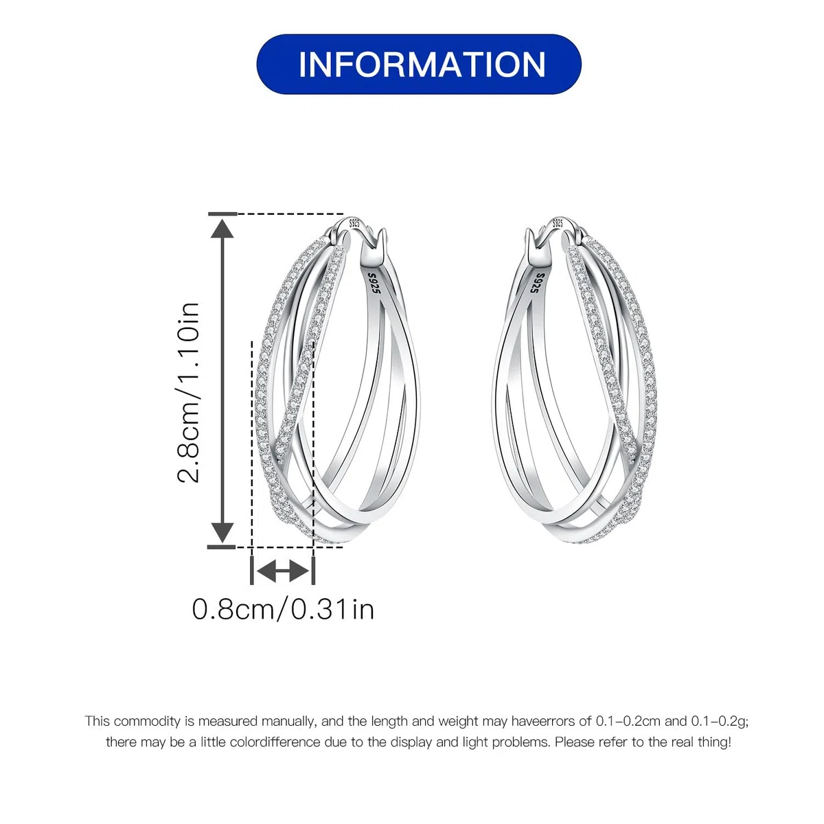 Orecchini Donna Argento 925 Orecchini Argento 925 a cerchio per uomini e donne Orecchini Anallergici Donna Orecchini a Cerchio Regali per Signore