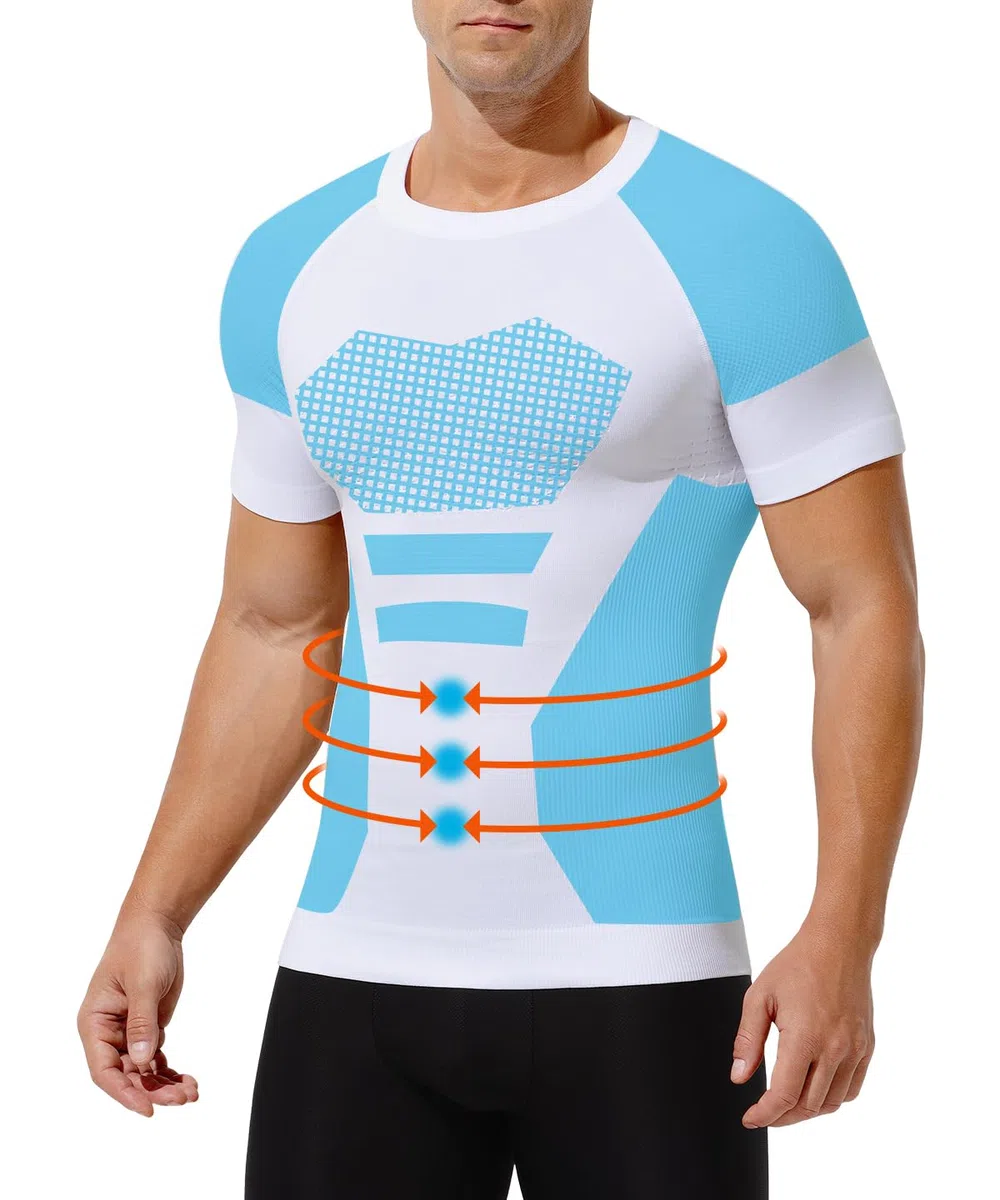 Casey Kevin Maglietta Compressione Uomo Elasticizzata, Modellante Snellente Contenitiva Maglia Sportiva Uomo Controllo Pancia per Palestra e Corsa