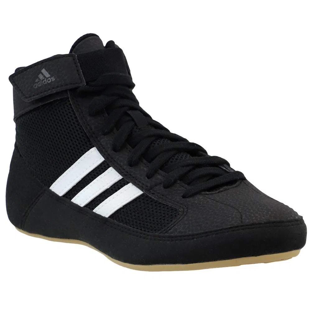 adidas HVC 2 Youth Laced Wrestling Shoes - Black/White/Grey - 1