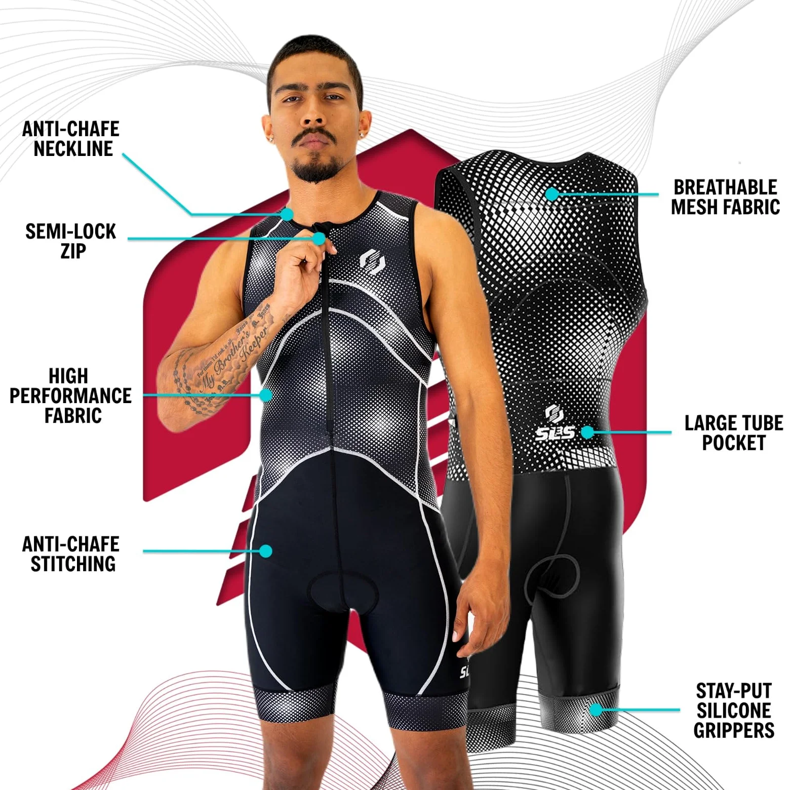 SLS3 Tuta da Triathlon da Uomo – Trisuit – Tuta da Triathlon – Tuta Intera FX Trisuits