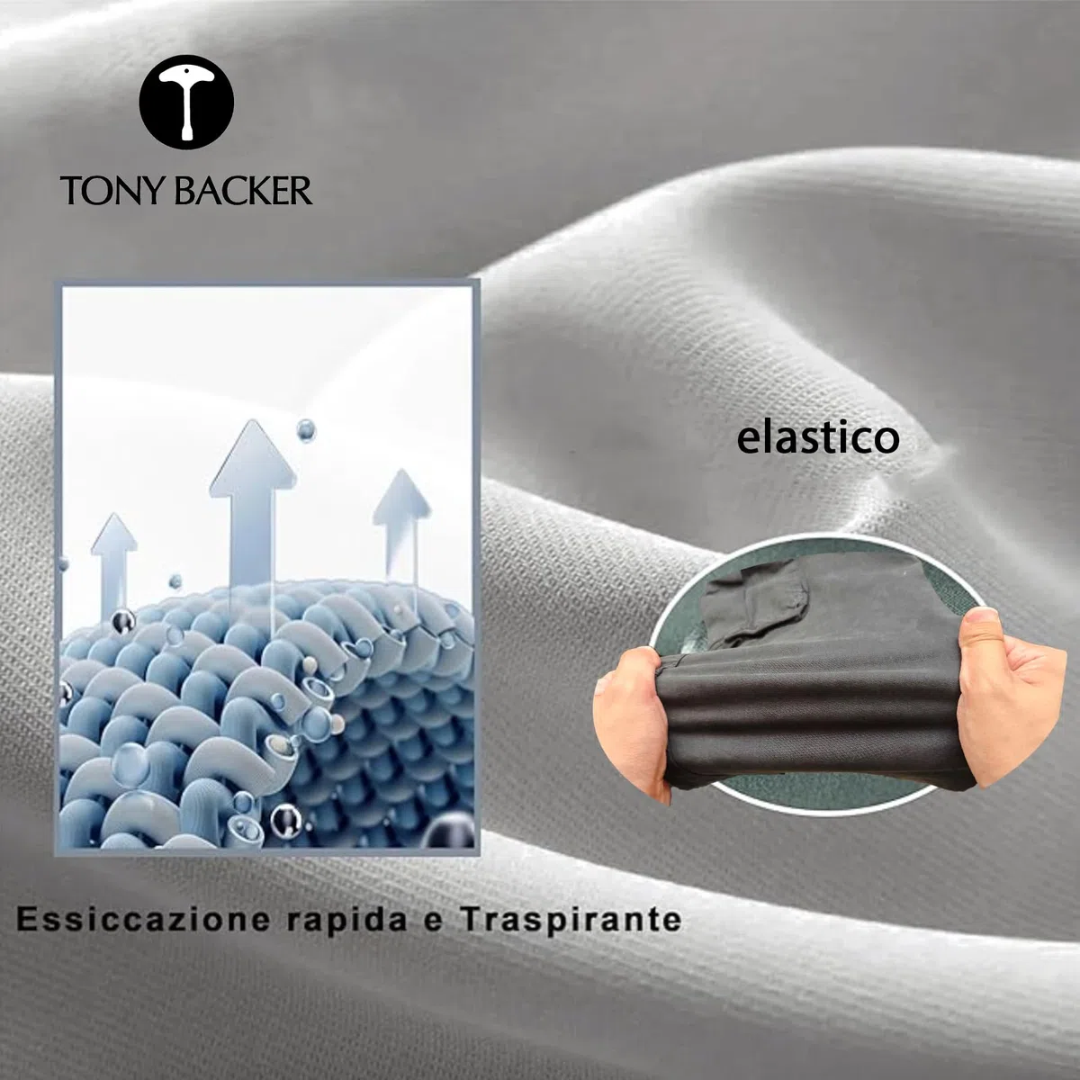 TONY BACKER Pantaloni Uomo Leggero in Cotone Multitasche Casual di Tela Stretch Materiale con Tasche Laterali 1583