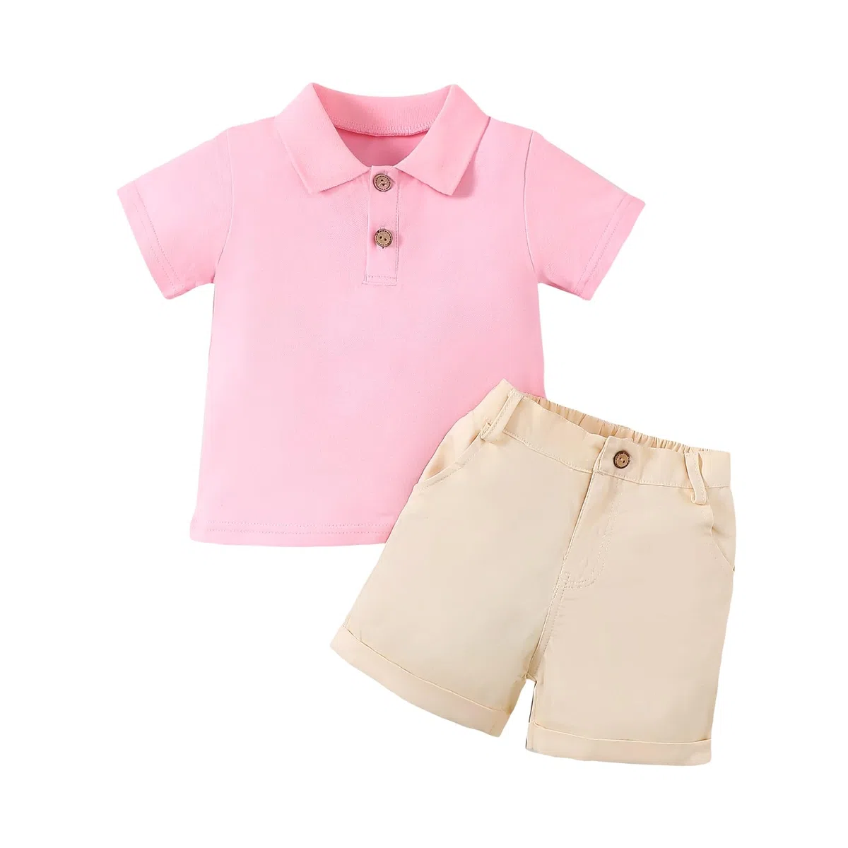 Yanmucy Completino Bambino Estate Neonato Maschio Vestiti Outfits Ragazzo Polo manica corta camicia solida Elastico in vita Abbigliamento Suit T Shirt Tops Shorts Set 1-6 anni