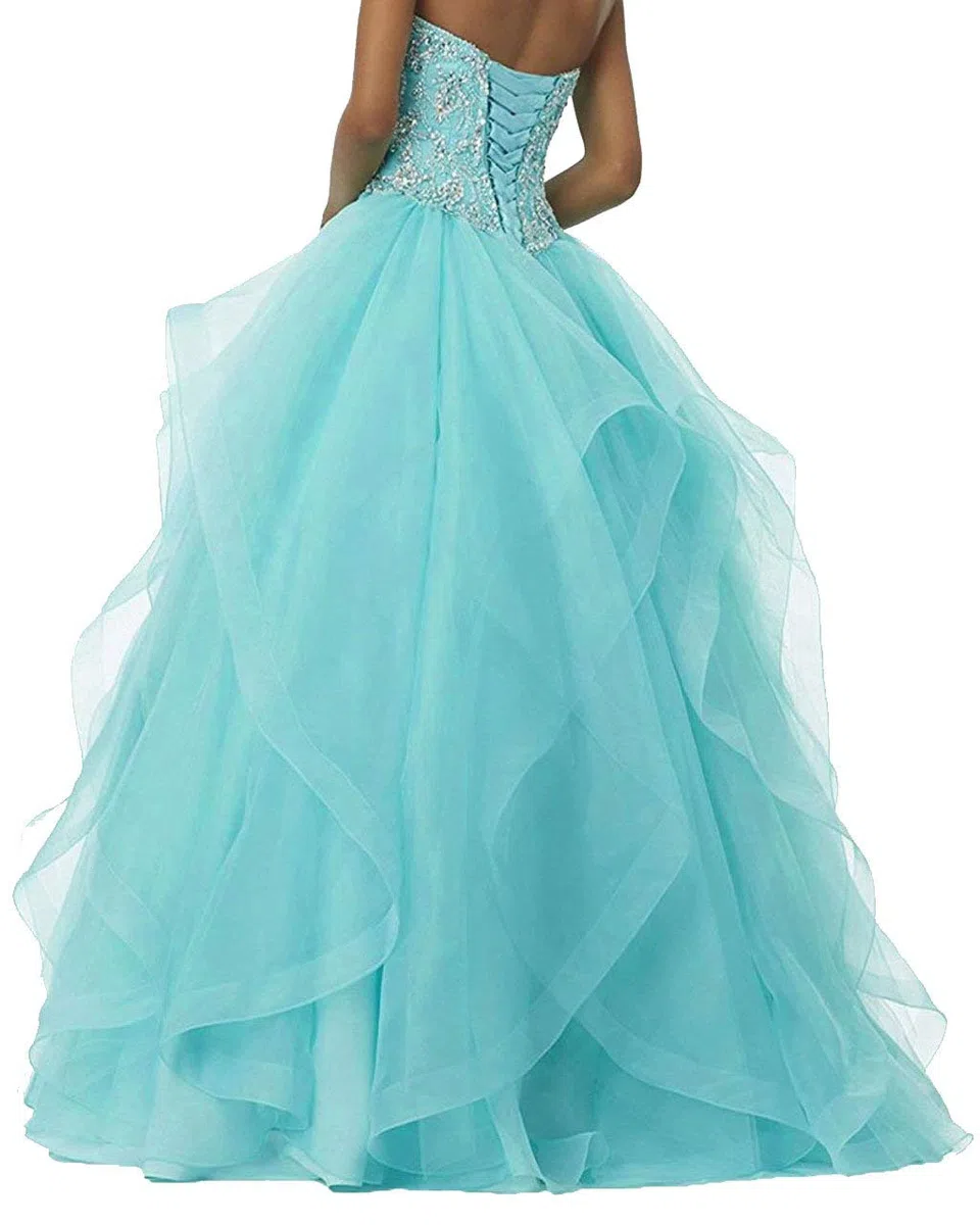 Vantexi Abito da donna con perle glitterate lungo da ballo, abito da sposa con volant in organza, abiti da ballo