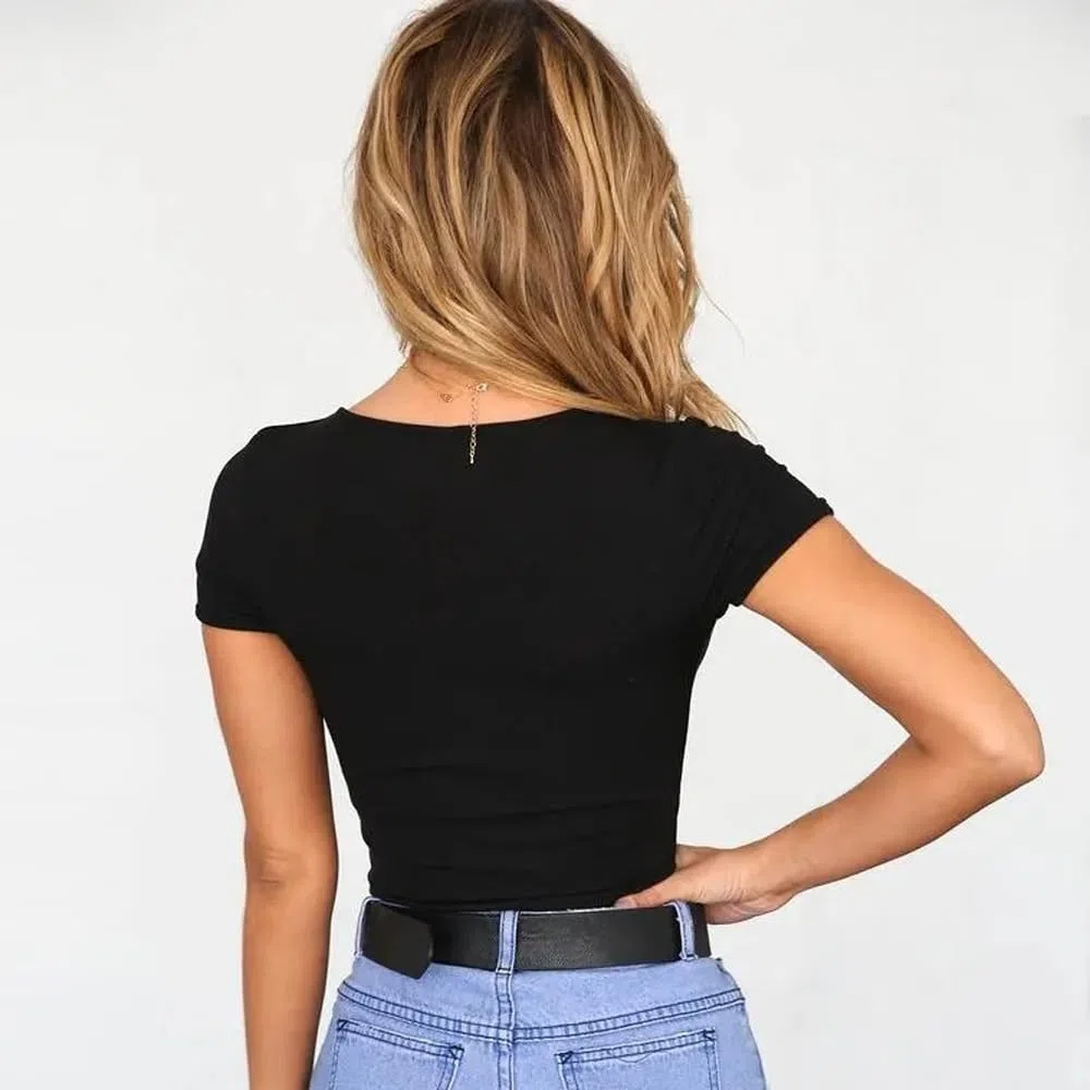 Body Donna Maniche Corte con Girocollo, Body Donna Elastico Girocollo Bodysuit Elegante Canotta Body Basic Jumpsuits Casual Estivi T-Shirt Top