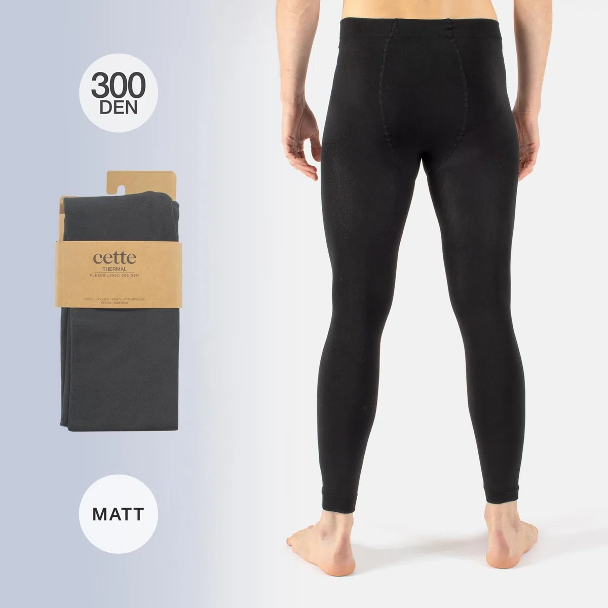 Cette Pack 1/2 Paia – Leggings Termico Uomo, Calzemaglie in Pile, Pantalone con Interno Felpato | 300 den | Nero | M/L, XL, XXL