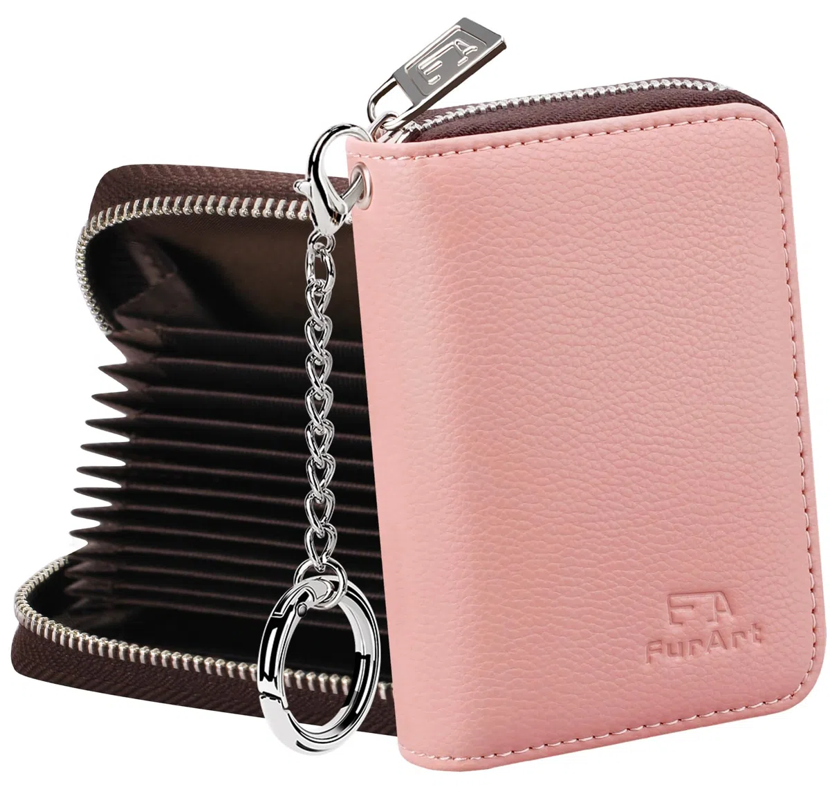 FurArt Porta Carte Credito, Cerniera Portafoglio Carta di Credito, Blocco RFID Porta Tessere per Donna e Uomo