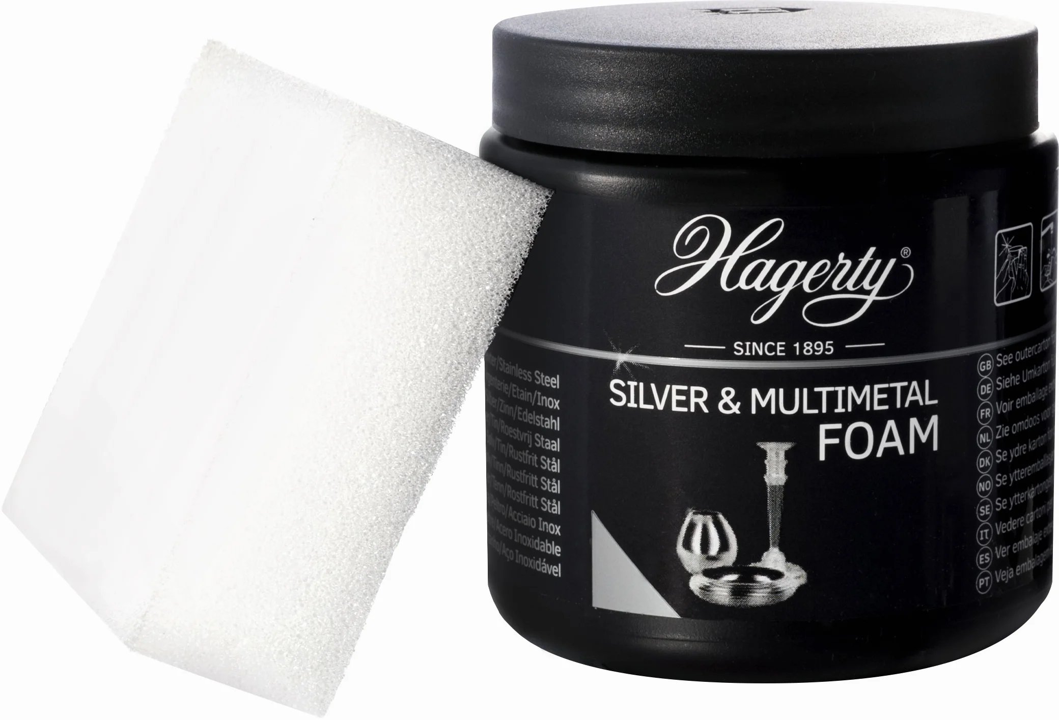 Hagerty Silver Foam - Pasta detergente efficace per argento, 185 g, per argento e metallo argentato, peltro, acciaio inossidabile, cromo, pasta detergente per argento, per una lucentezza rinnovata,