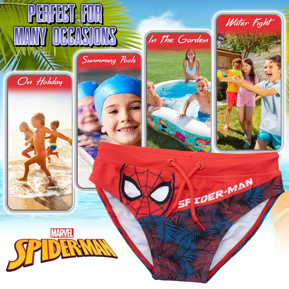 MARVEL Costume da Bagno Spiderman per Bambino Mutandina Slip Mare Bimbo 7095