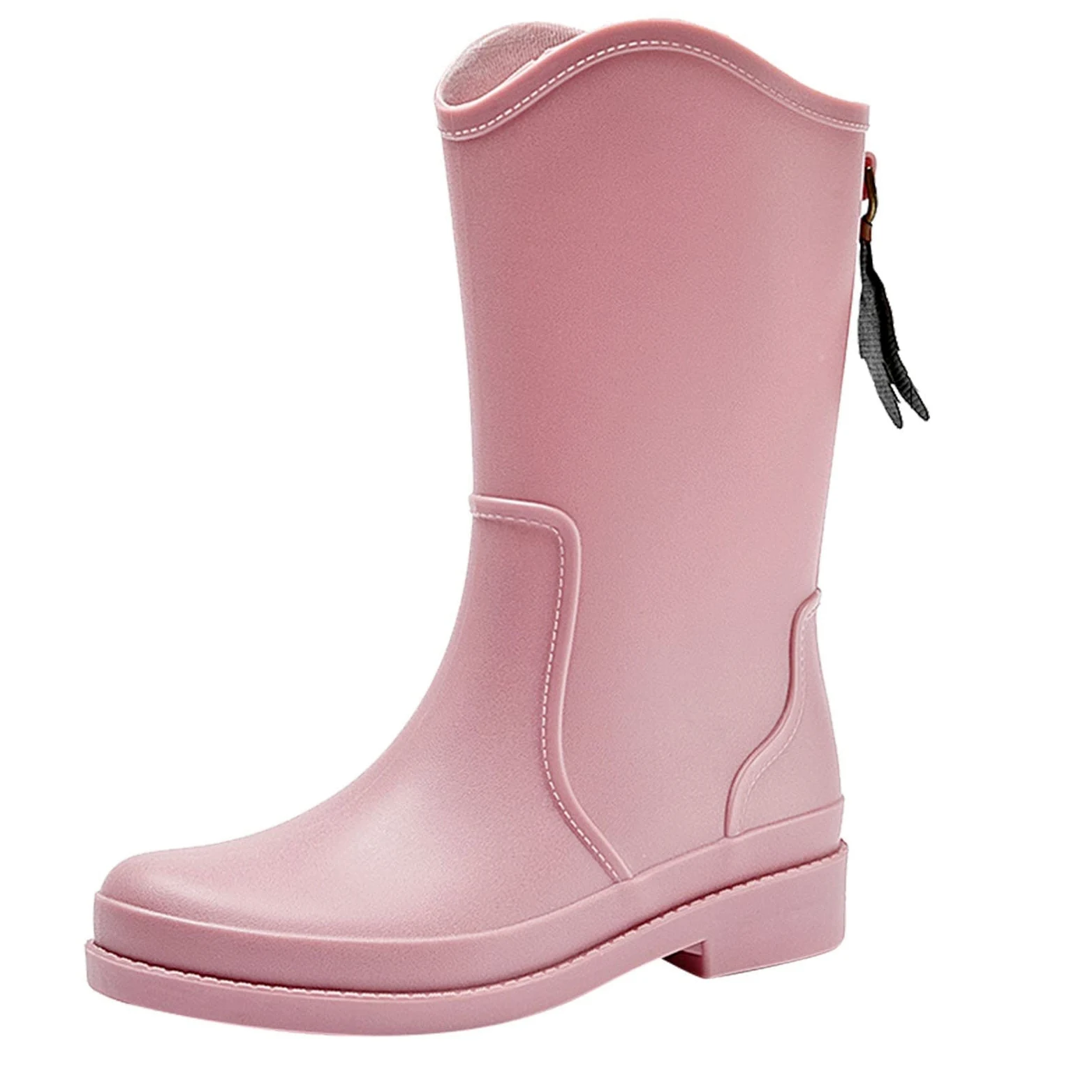 Generisch Stivali di gomma da donna, alla moda, medio-alto, per esterni, impermeabili, antiscivolo, in plastica, suola morbida, comodi, eleganti, comodi e impermeabili